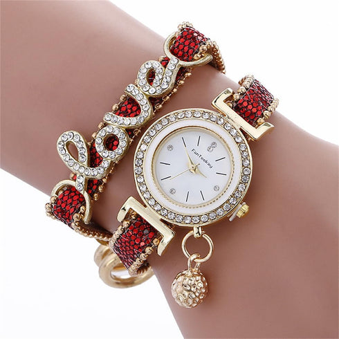 CdyBox Women Wholesale 6 pack Love Printed Bracelet Watches Set Lot Diamond Wrap Around Cuff Quartz Wrist Watch for Ladies Girls...
