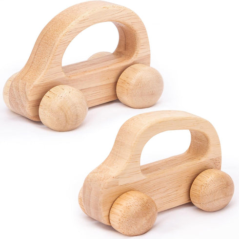 Wooden Baby Cars Toys, 2 PCS Wooden Cars for Toddlers 1-3, Montessori Toys for Babies 0-6-12 Months, Boy Nursery Neutral Nursery Decor Wood Toy Wo...