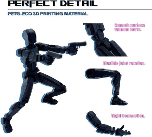 T13 Action Figure?Titan 13 Action Figure 3D Printed Multi-Jointed Movable Robot?Dummy 13 Multi-Jointed Action Figures?Birthday Gifts for Him?Black...
