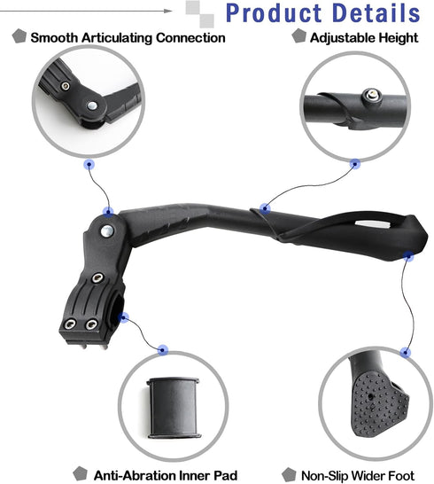 Bike Kickstand Adjustable Non-Slip rear side bicycle kick stand Aluminum Alloy Universal Stand Bicycle Accessories for 24" to 29" Bike Stand Black...