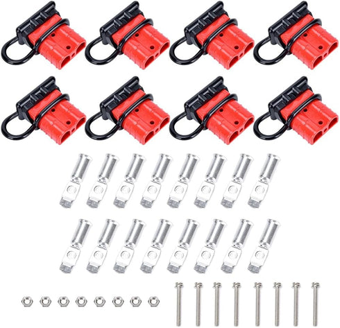 8 Pcs 6-10 Gauge Anderson Connector Plug 50A 12-36V Battery Quick Connector Red Battery Quick Disconnect Wire Harness Plug Kit for Winch Car Auto ...