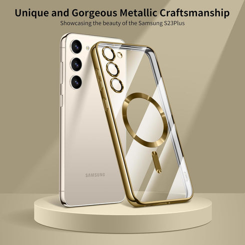 for Samsung Galaxy S23 Case, Covers for S23.Magnetic Metallic Glossy Slim Clear Luxury Soft Shockproof funda capa para for Galaxy S23 6.1 inch Com...
