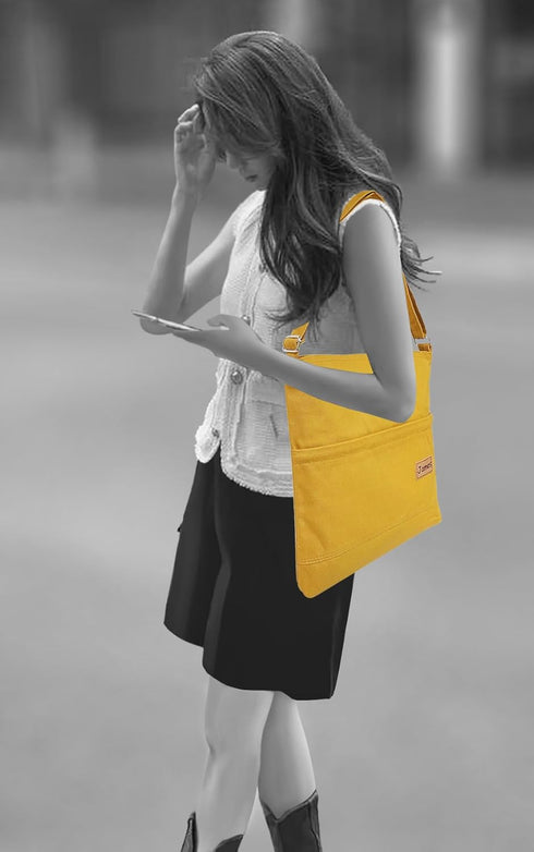 Color Canvas Lightweight Go-To Denim Tote Everyday Travel Shopping Casual Shoulder Messenger Crossbody Pouch Bag...