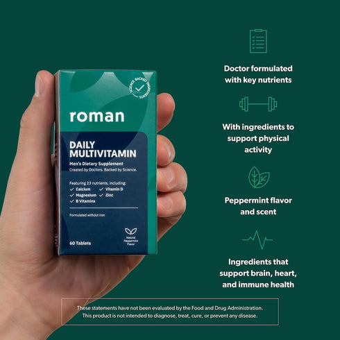 ROMAN Daily Multivitamin for Men | Supports Physical Activity, Brain + Heart Health, and Immune System with 23 Key Nutrients Including Calcium, Ma...