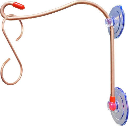 Window Mount Hook Copper for Hummingbird Feeder Hanger with Suction Cups & Copper S Hook 1Pcs...
