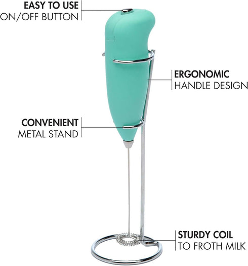 Primula Milk Frother With Stand, Handheld Whisk, Drink Foamer, Mini Blender Mixer For Coffee, Frappe, Bulletproof, Matcha, Espresso. Battery Opera...