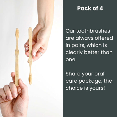Nudge - Natural Bamboo Toothbrushes with Bamboo Bristles, Soft Bristles Toothbrush, Biodegradable, Eco-Friendly, Sustainable Material, BPA Free (P...