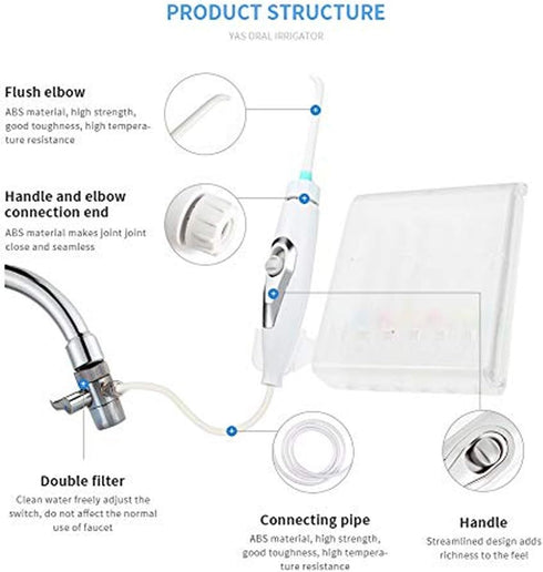 Water Flosser for Family Use, Oral Irrigator Non-Electric Safety Adjustable Faucet & Shower Spa, Water Pressure Dental Oral Care Tooth Cleaning....