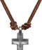 Vintage Cross Necklace Mens Jewelry Genuine Leather Rope Punk Antique Pendant Necklace Fashion Prayer Chain Choker for Women, Brown...