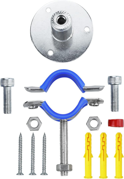 2PCS 304 Stainless Steel Wall Mount Ceiling Mount Pipe Supports, Adjustable Pipe Strap Clamp with screws for OD Pipe 32-34mm, Adjustable Height 50...