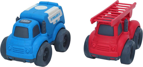 Zing Plantastic City Vehicles - Double Pack (Small Size) - Police Car and Ladder Truck - Made from 40% Wheat Straw Material – Pretend Play Toy for...