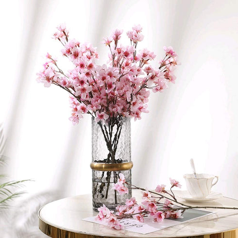 4Pcs Fake Cherry Blossom Flowers 15.7" Artificial Silk Cherry Peach Blossom Branches Spring Faux Japanese Floral Arrangements for Home Party Weddi...