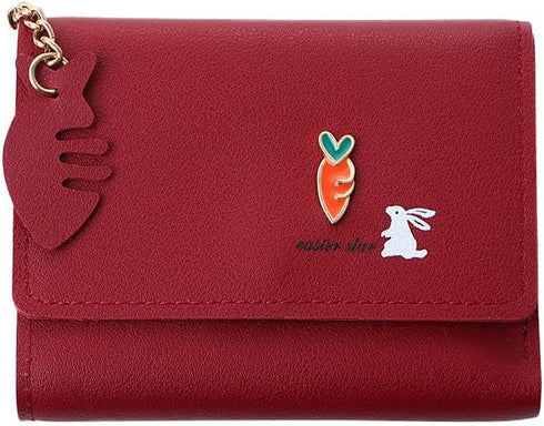 Wallet For Women Girl, Tri-Folded Wallet Cash Pocket With Id Window, Slim Trifold Credit Card Holder Minimalist Coin Pocket(wine red)...