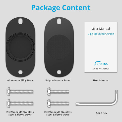 Bike Mount for AirTag, Waterproof Protective Aluminum Alloy Holder Hides AirTag Under Bicycle Bottle Cage, Bike GPS Tracker, Anti-Theft and Anti-S...