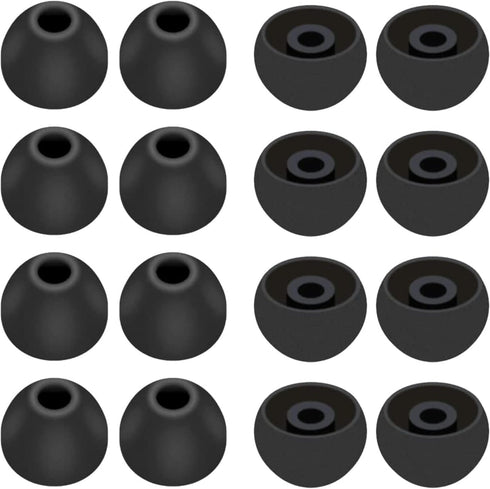 Ear Bud Replacement Pieces Silicone,8 Pairs of Soft Silicone Ear Tips in S/M/L Sizes, with 4mm Connector Hole, Designed to fit Most inear Headphon...
