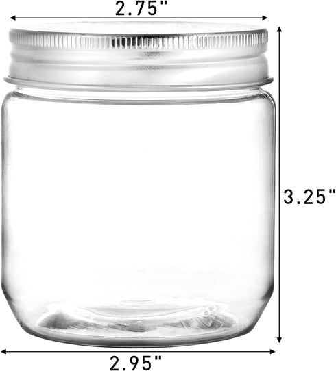 Fasmov 25 Pack 8 Ounce Clear Plastic Jars Containers with Screw On Lids, Round Empty Plastic Slime Storage Containers for Kitchen & Household Stor...