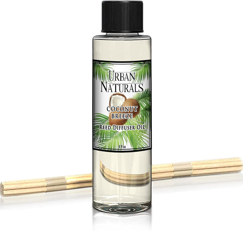 Urban Naturals Coconut Breeze Scented Oil Reed Diffuser Refill | Includes a Free Set of Reed Sticks! Warm Coconut, Pineapple and Tahitian Vanilla ...