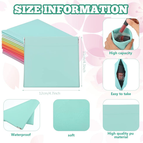 BBTO 15 Pcs Lambskin Small Makeup Bag Waterproof Leather Pocket Cosmetic Bag No Zipper Self Closing Small Cosmetic Bag Cosmetic Pouch Travel Stora...