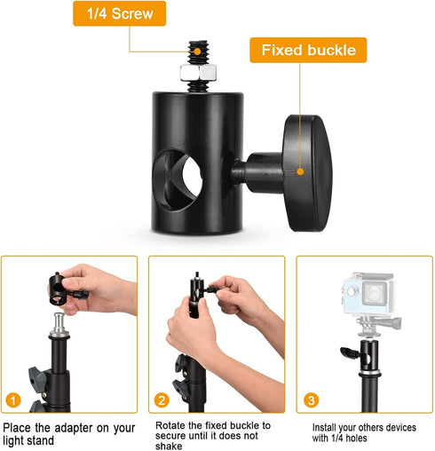 4PCS Light Stand Adapter Aluminum Rapid Adapter Convert with 1/4" Screw DSLR Mount Bracket Multi Functional Mount Bracket Adapter, Photo Studio, L...