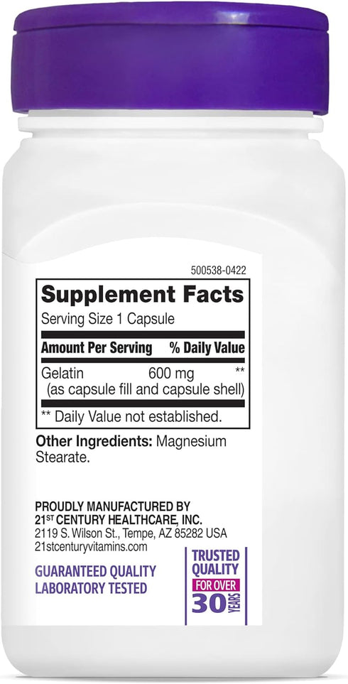 21st Century Gelatin 600mg, 100 Capsules...