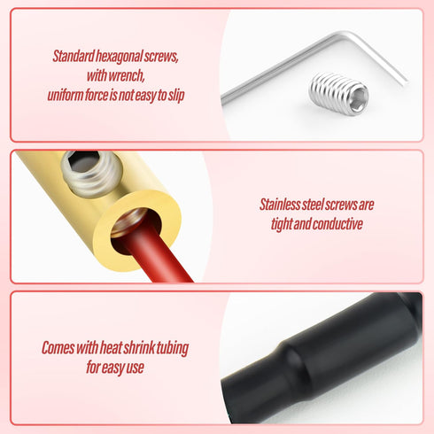 10PCS 6 Awg 80A Quick Wiring Connection Terminal, Wire Connector with Set Screws and Thermoplastic Tube...