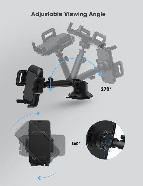 Phone Mount for Car,Car Phone Holder Mount with Strong Suction Cup Dashboard Windshield Phone Mount Compatible with iPhone 14 13 12 11 Pro Max, Ga...