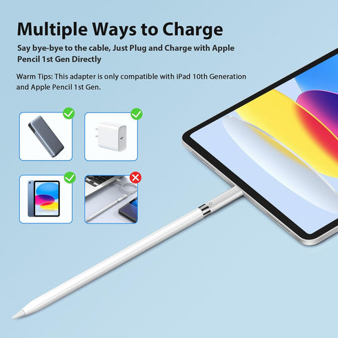 USB-C to Pencil Adapter Compatible with Apple Pencil 1st Generation USB-C to for Lightning Connector Charging Adapter for iPad 10th Gen Bluetooth ...