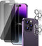 2 Pack Privacy Screen Protector 6.1 Inch Display for iPhone 14 Pro + 2 Pack Camera Lens Protector, Sensor Protection, Dynamic Island Compatible, S...
