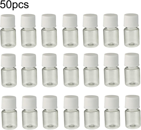 Othmro 50Pcs 5ml Plastic Bottles Lab Cylindrical Chemical Reagent Bottle Wide Mouth Laboratory Reagent Polyethylene Bottle Sample Sealing Liquid S...