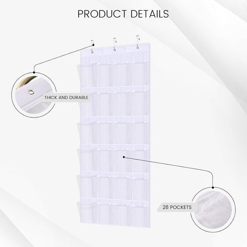 HAKACC Shoe Rack for Closet, 24 Pocket White Shoe Organizer Over-the-Door Storage Sturdy Closet Rack Hangers for Shoes Sneakers...
