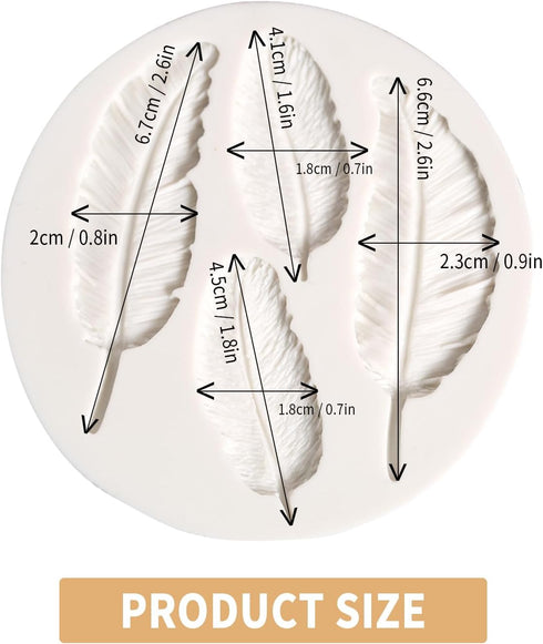 3D Feather Shape Silicone Cake Mold Chocolate Soap DIY Mold Baking-Small 3.4"...