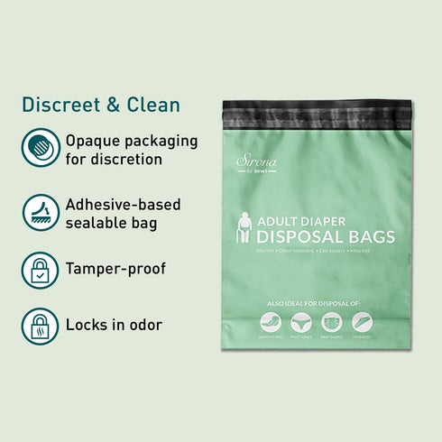 Sirona Disposable Bags for Adult Diapers | Discreet, Locks In Odors, Leak-Proof Adhesive, Environmentally Friendly & Biodegradable | Travel-Friend...