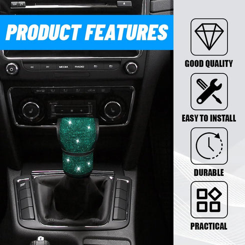 Bling Bling Auto Gear Shift Knob Cover, Car Shifter Covers, Car Knob Gear Stick Protector with Crystal Glitter Bling Rhinestones, Auto Interior Ac...