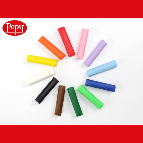 Pepy Plastilina Reusable and Non-Drying Modeling Clay; Box of 12-Color Sticks, 0.8 Ounce Each, Perfect for Arts and Crafts Projects...