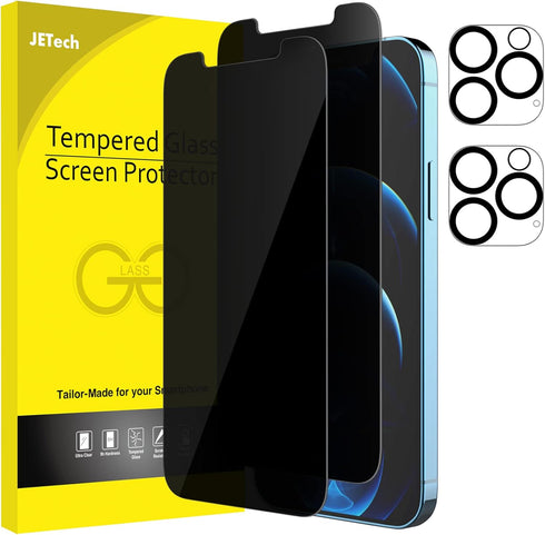JETech Privacy Screen Protector for iPhone 12 Pro 6.1-Inch with Camera Lens Protector, Anti Spy Tempered Glass Film, 2-Pack Each......