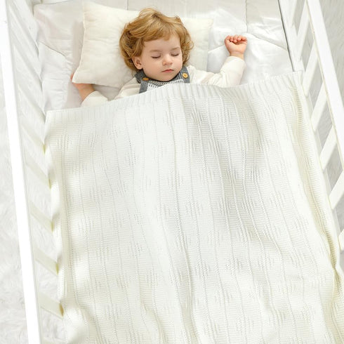 Baby Blanket Cozy Knit Soft Neutral Swaddling Receiving Baby Blankets for Boys Girls Newborn Infant Toddler White 40 x 30 inches...