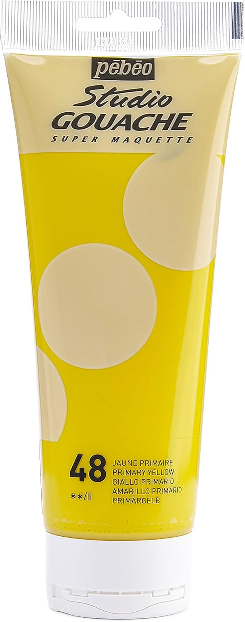 PEBEO Studio Gouache Fluid Paint - 220 ml, Primary Yellow, Velvet Matte Formula, for Acrylic Painting and Illustration, Arts and Crafts Supplies, ...