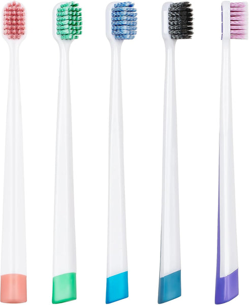 Extra Soft Toothbrushes for Adults - Wide Head Flossing Brush Tapered Bristles Ultra Clean Brushes Individually Wrapped Travel Toothbrush Variety ...