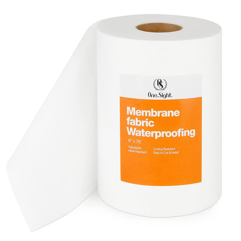 Waterproofing Membrane Fabric, 6 Inch X 75 Foot Roll Anti-Fracture Membrane Fabric, Non-Woven Waterproof Fiberglass Mesh Tape for Bathroom Shower ...