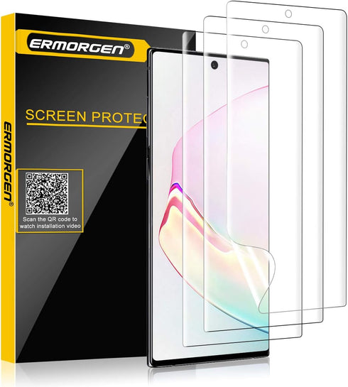 (3 Pack) TPU Screen Protector Compatible for Samsung Galaxy Note 10 Plus 10+ 5G (2019) High Definition Edge to Edge (Full Coverage) Anti-Scratch B...