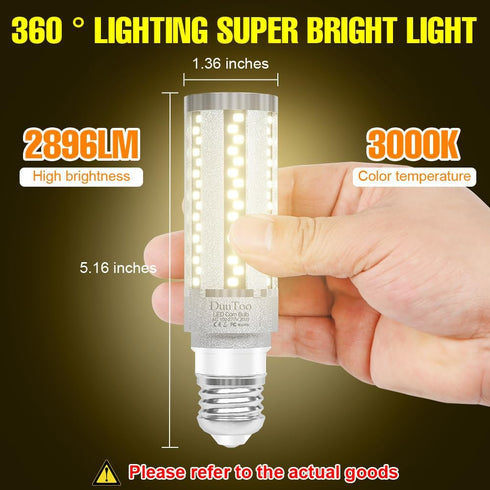 2Pack 20W LED Corn Light Bulb 3000K Warm White Lamp 250Watts Equivalent 2896Lumens Super Bright E26 Base Large Area Ceiling Fan Bulbs 110V Commerc...