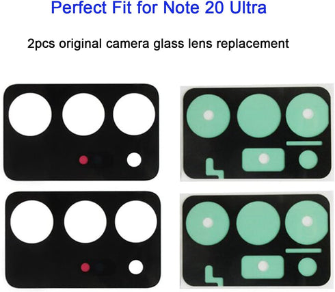 2pcs OEM Original Rear Back Camera Glass Lens Replacement for Samsung Galaxy Note 20 Ultra 5G (All Carriers) with Repair Toolkit Set + Cleaning Cl...