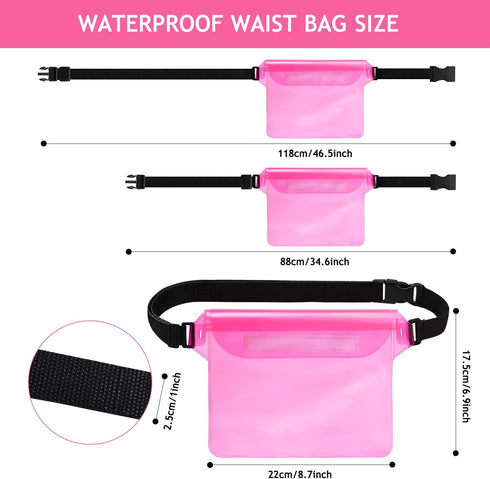 Hatisan Waterproof Pouch with Waist Strap, Waterproof Fanny Pack Keep Phone Valuables Safe and Dry Beach Accessories for Vacation Boating Swimming...