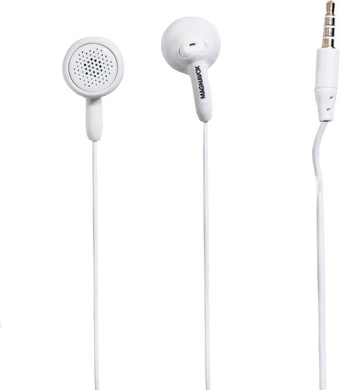 Magnavox MHP4820-WH Gummy Earbuds in White | Available in Pink, White, Black, Blue, & Teal | Earbuds Gummy | Extra Value Comfort Stereo Earbuds | ...