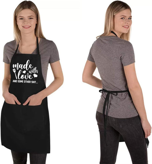 Funny Aprons for Women Men, Novelty Kitchen Cooking Apron with 2 Pockets, Cute Baking Gifts for Bakers, Birthday Housewarming Gifts for Wife Husba...