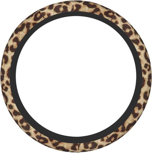 Leopard Print Steering Wheel Cover for Women Men, Universal 15 Inches Car Steering Wheel Protector Anti-Slip Sweat Absorption Car Accessories for ...
