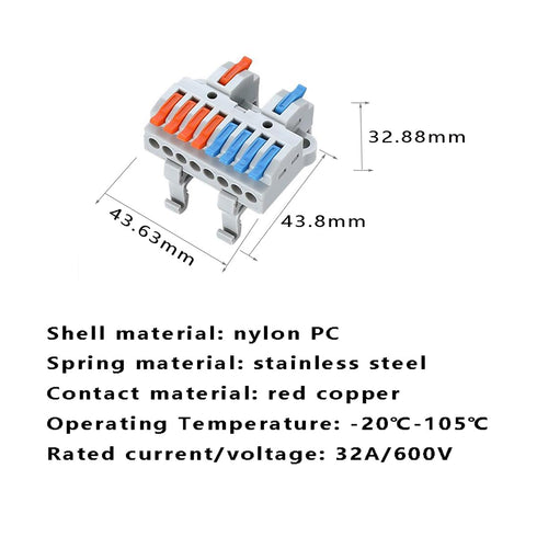 10 Pcs DIN Rail Terminal Blocks?28-12AWG Quick Wiring Cable Connector DIY Push-in Conductor Wire Connectors (2 in 8 Out)...