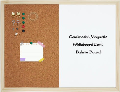 GDMINLO 16.5"x12.6" Dry Erase Cork Board, Bulletin Combination Board, Notice Pin Board, Memo Board, Wall Mounted Dry Erase Board Vision Board for ...