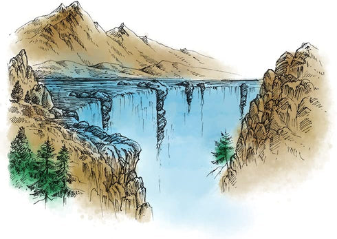 Tree Mountain River Background Clear Stamps for Card Making, Forest Falls Landscape Clear Silicone Rubber Stamp Silicone Reusable Stamp for DIY Sc...