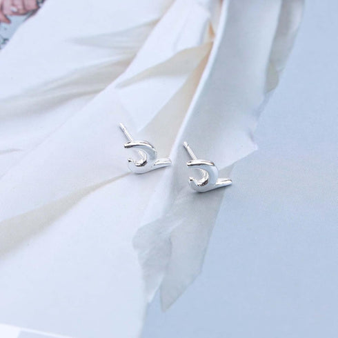 Bohemia Tiny Wave Earrings Silver Ocean Wave Studs Earrings Summer Beach Sea Earrings Minimalist Earrings Jewelry for Women and Girls Surfer Lover...